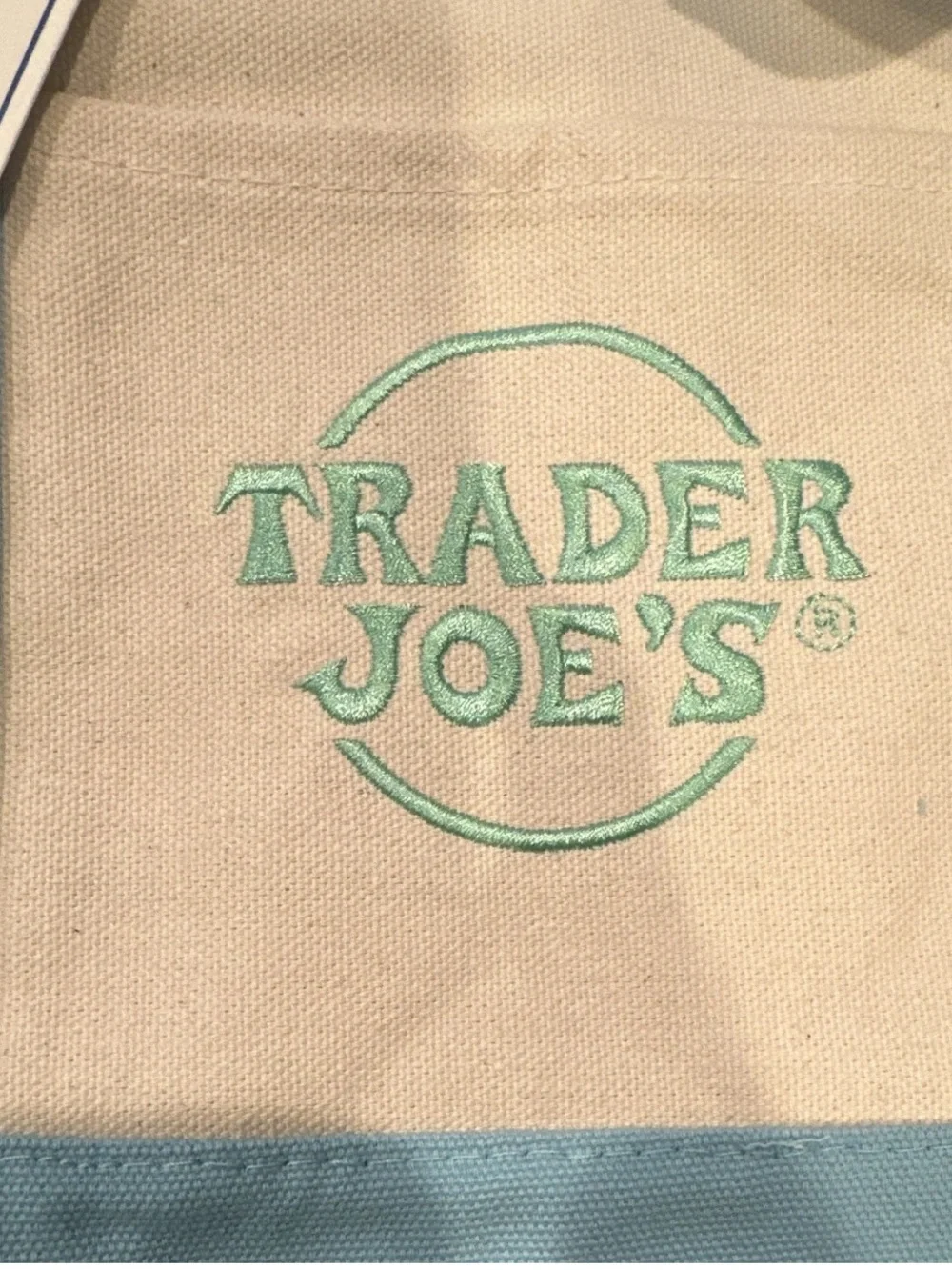 Trader Joe's Peeps Mini Pastel Canvas Tote Bag Mini Blue & Beige Canvas Tote